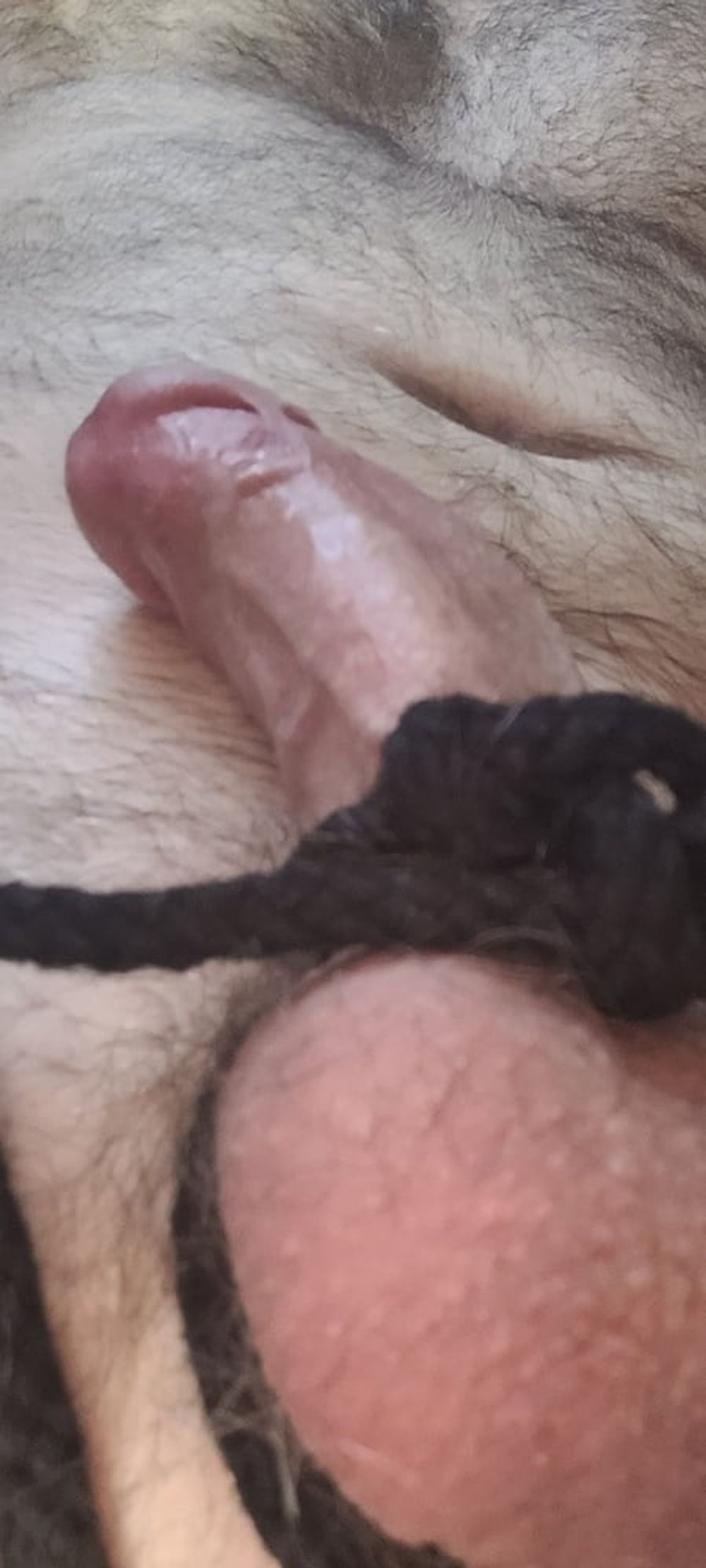 Oiled &amp; Lubed cock bondage with rope #12