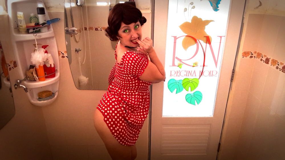 Pinup babe has no panties in front of mirror Retro Vintage N #5