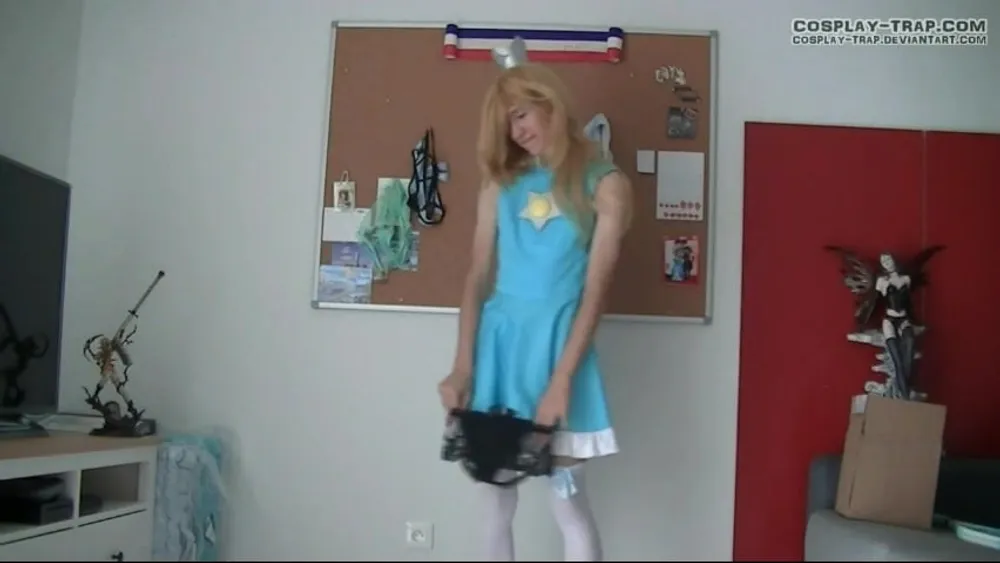 Crossdress cosplay Tennis Rosalina panties and anal show #26