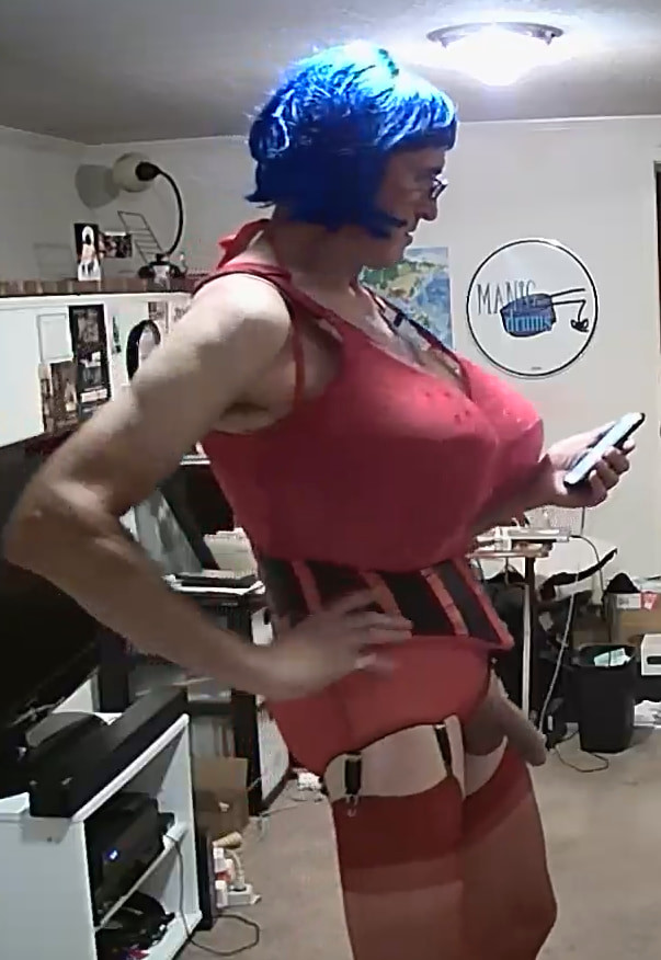 20180904 Red bra and pantygirdle #36