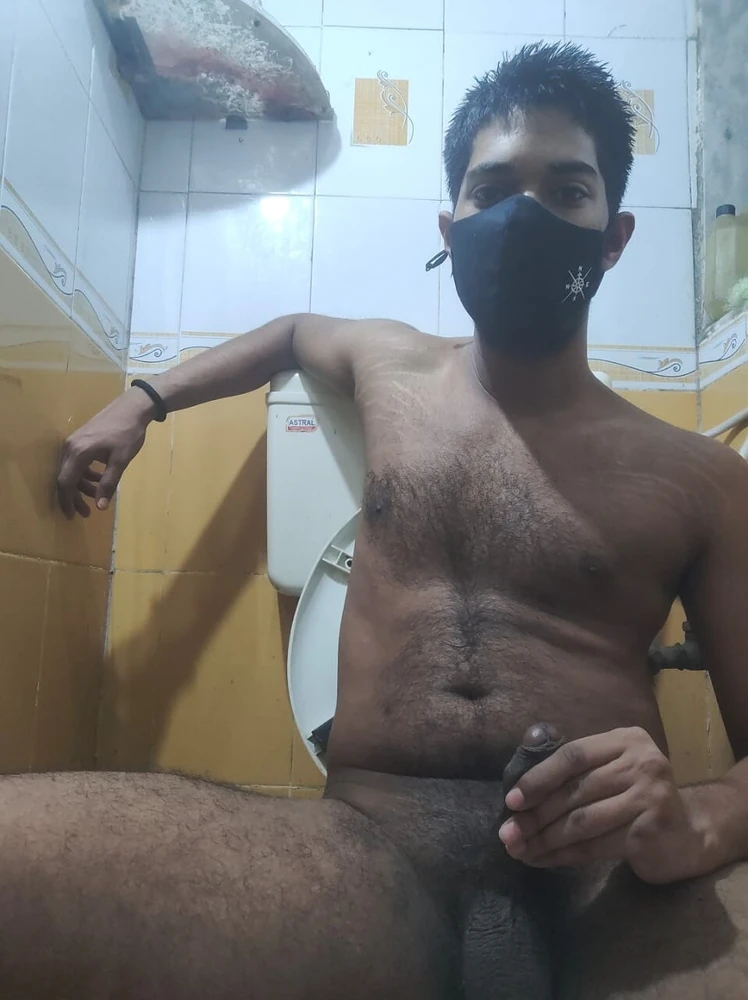 Nude Young Boy In Toilet Showing His Muscles &amp; Penis #2