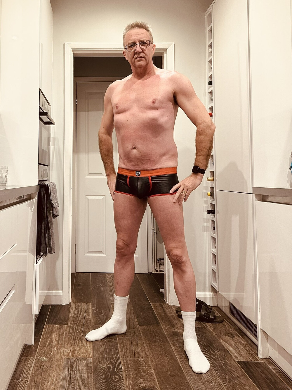 Get those shorts off and show your cock and ass Dave