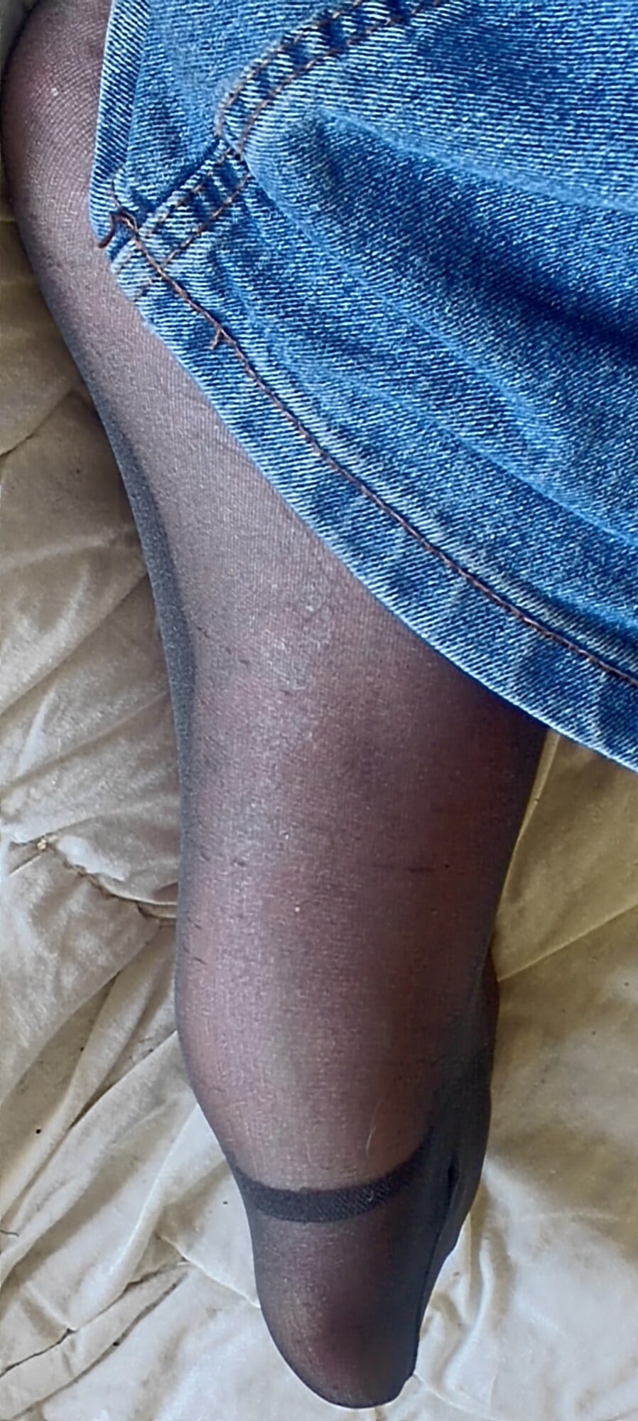 Nylon tights with jeans #6