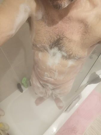 Soap up in shower 