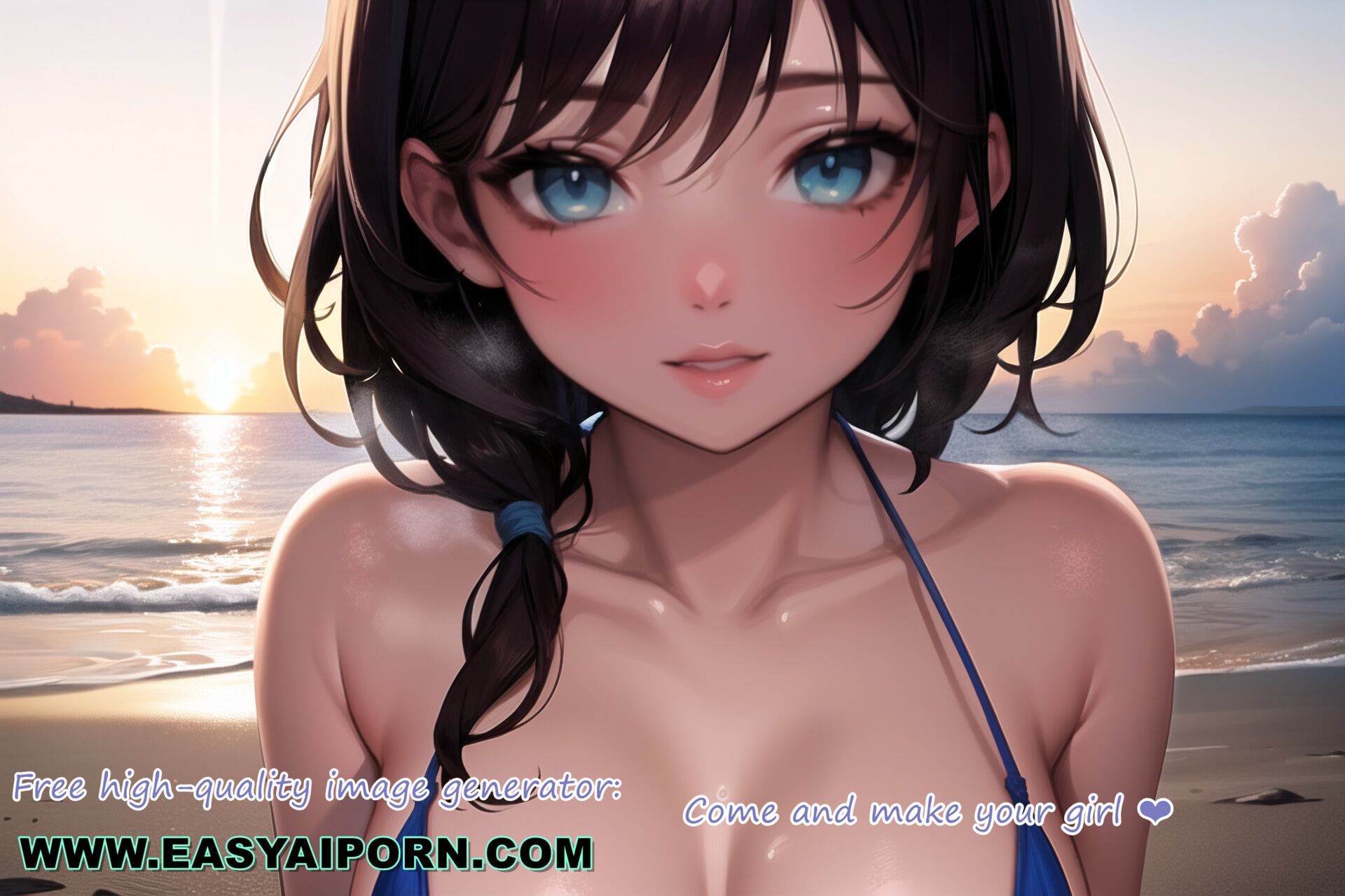Hot Big Tits Anime Bikini Teens On Beach #34