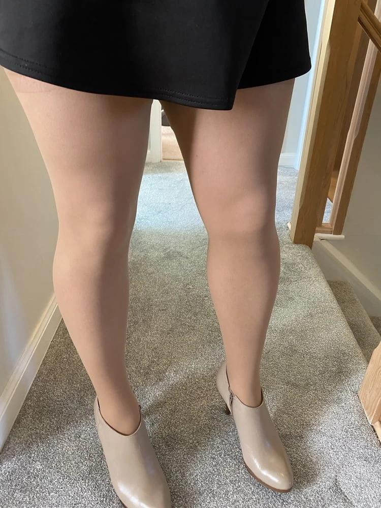 Sissy Crossdresser in tan brown stockings. #16