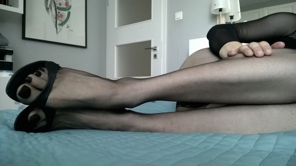 Black nylon hosiery #39