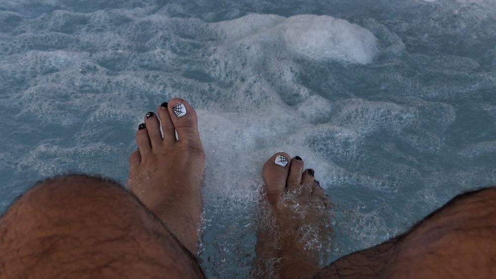 My wet steamy pedicured feet #5