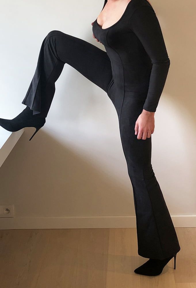 Sissy in black tight jumpsuit #2