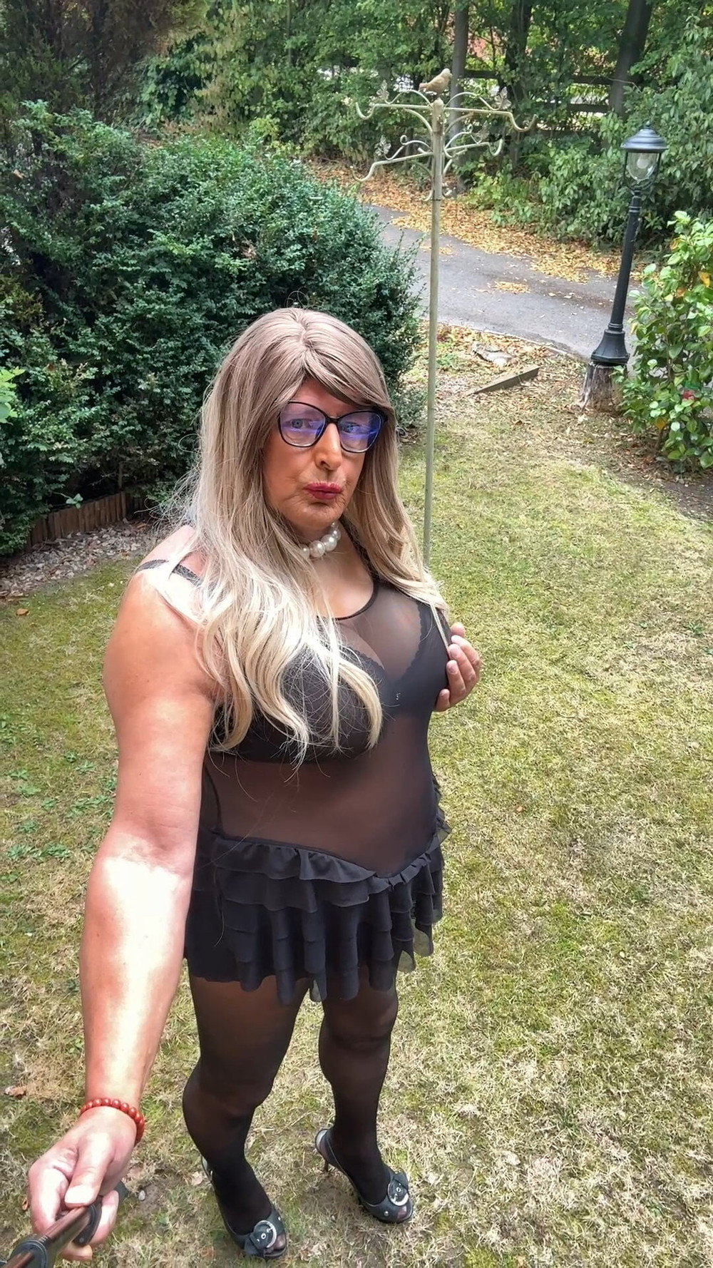 Sexy Crossdresser kellycd2022 in black seamless pantyhose  #19