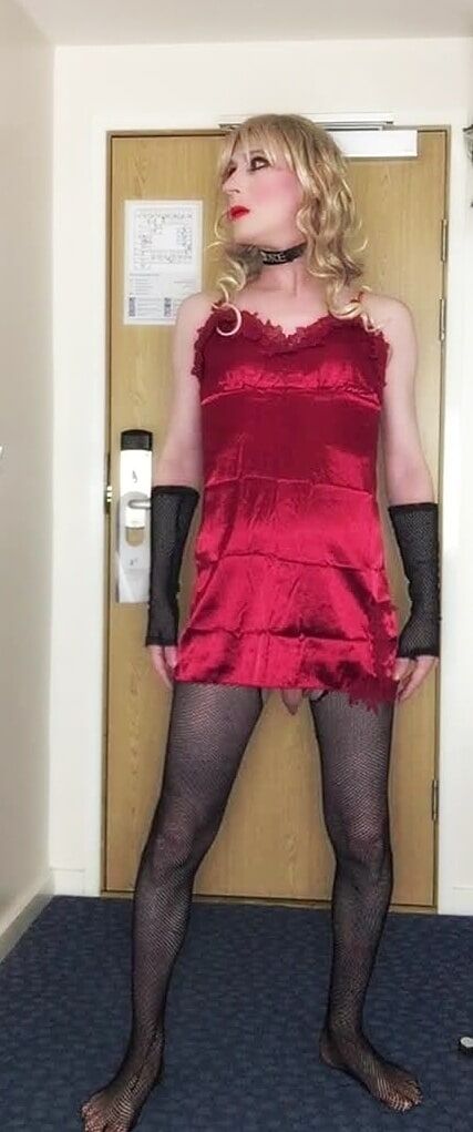 Skanky sissy in red dress #30
