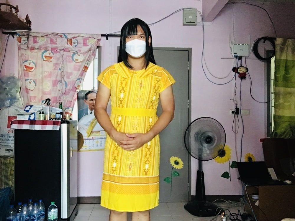 Dress Yellow Teen ladyboy #5