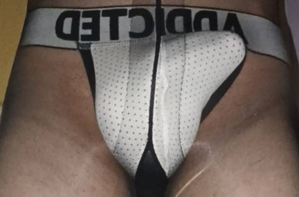 in jockstrap in black pantyhose #3