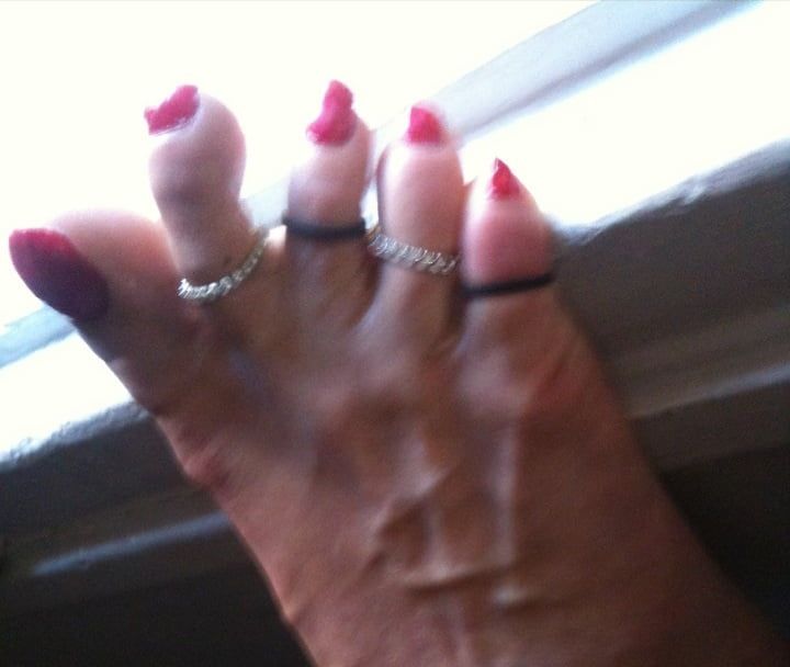 red toenails mix (older, dirty, toe ring, sandals mixed). #54