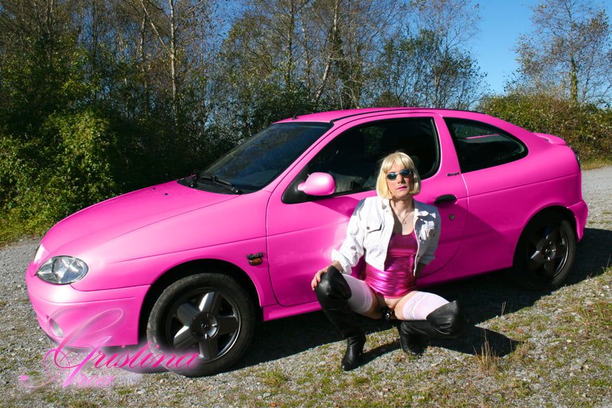 Slutty sissy in a photoshoot with her car... #18