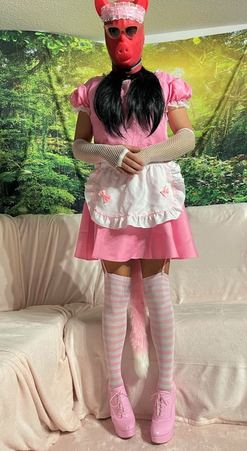 Sissy Wearing A Pink Dress, Heels And Chastity Cage (Pt. 1) #7