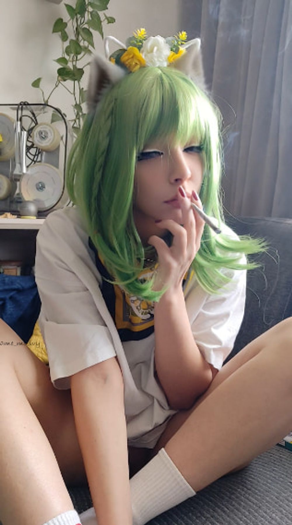 Gamer Girl smoking cig with no panties #2