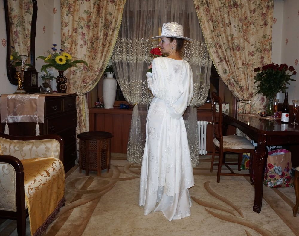 In Wedding Dress and White Hat #39