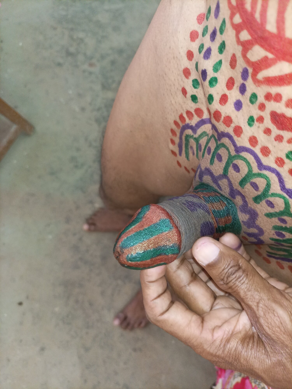 Sissy belly tattoo and coloured cock #42