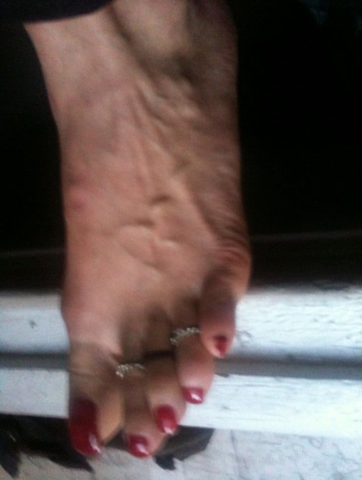 red toenails mix (older, dirty, toe ring, sandals mixed). #45