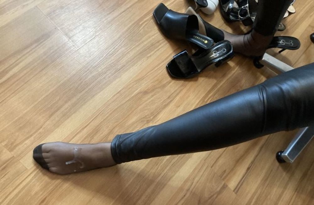 Black Mules, Nylon Feet and Leggings #47