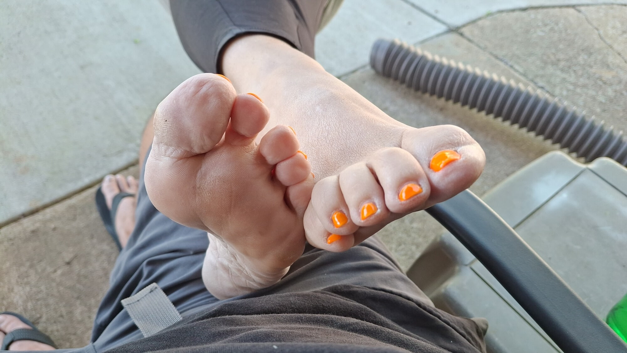My neighbor uses my lap as her foot stool