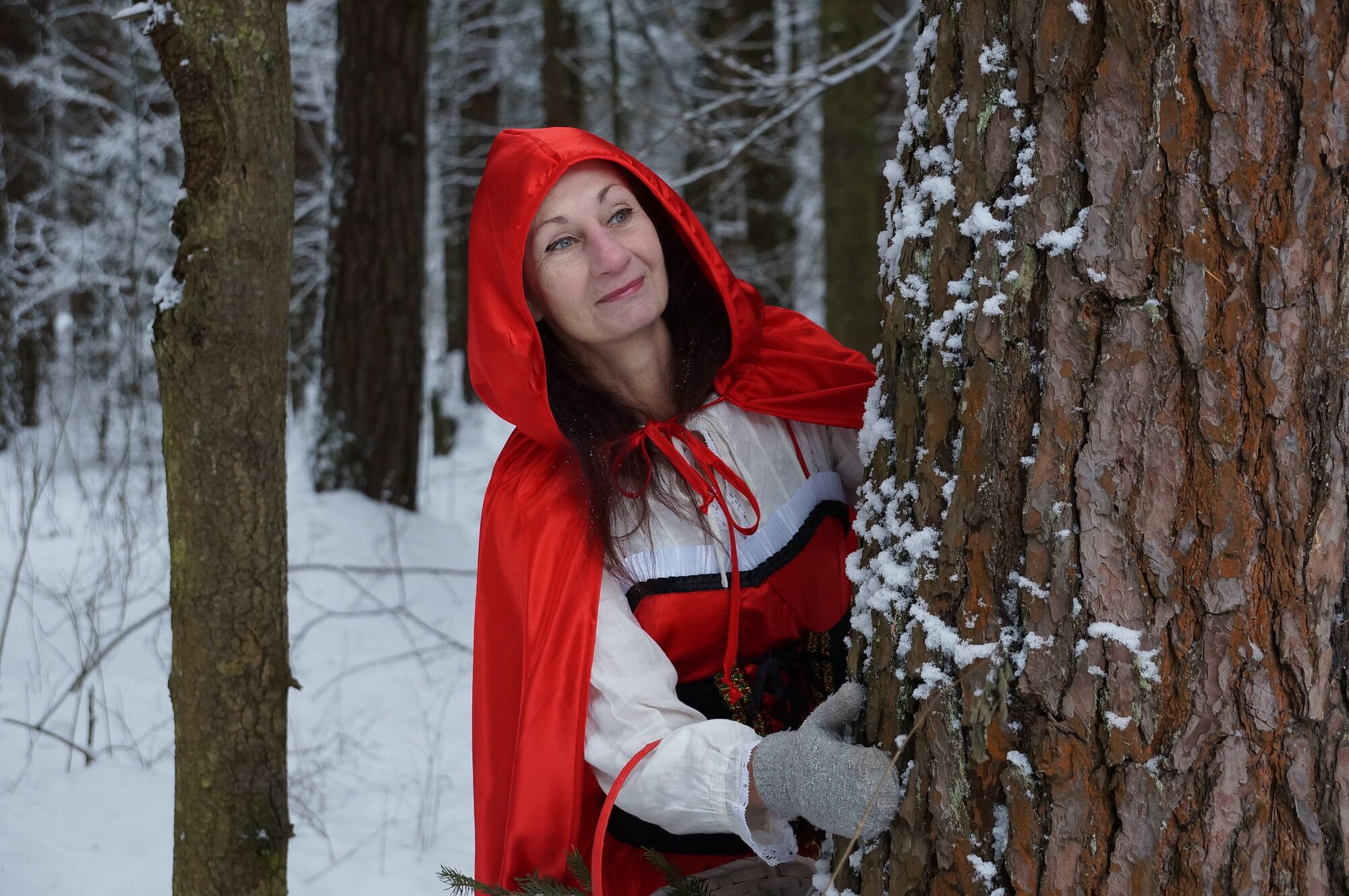 Little Red Riding Hood on a forest path #22