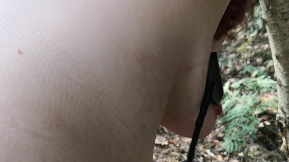 Naked Tits and Ass whipping in woods #36