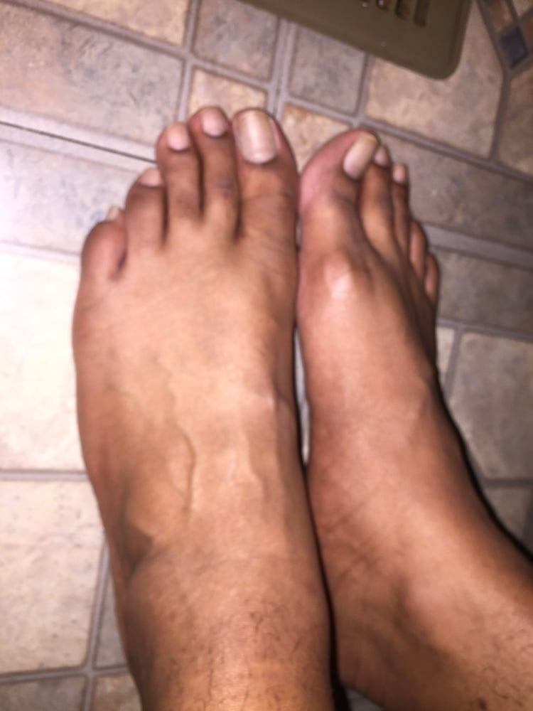 Big Foot black mens big feet male long toes nails  #7