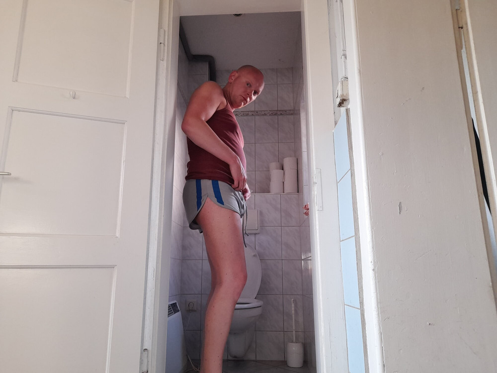 dirty toilet - small titts, puffy nipples, small hairy dick #2