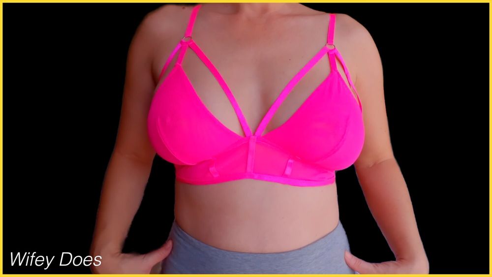 Wife stuns in hot pink bra #2