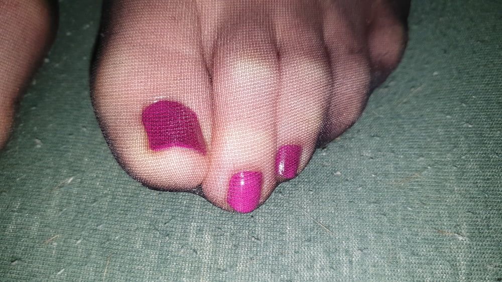 Purple Toenails Nylon Cum #2