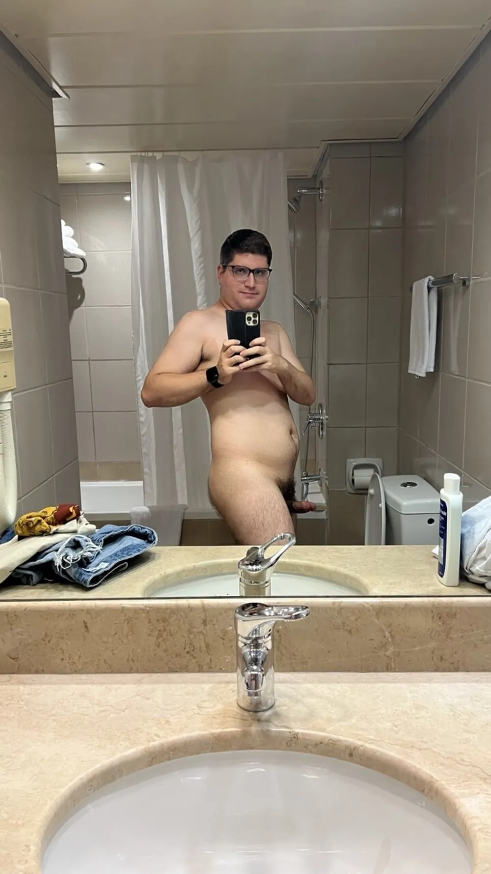 Naked in front of a mirror in the bathroom #4