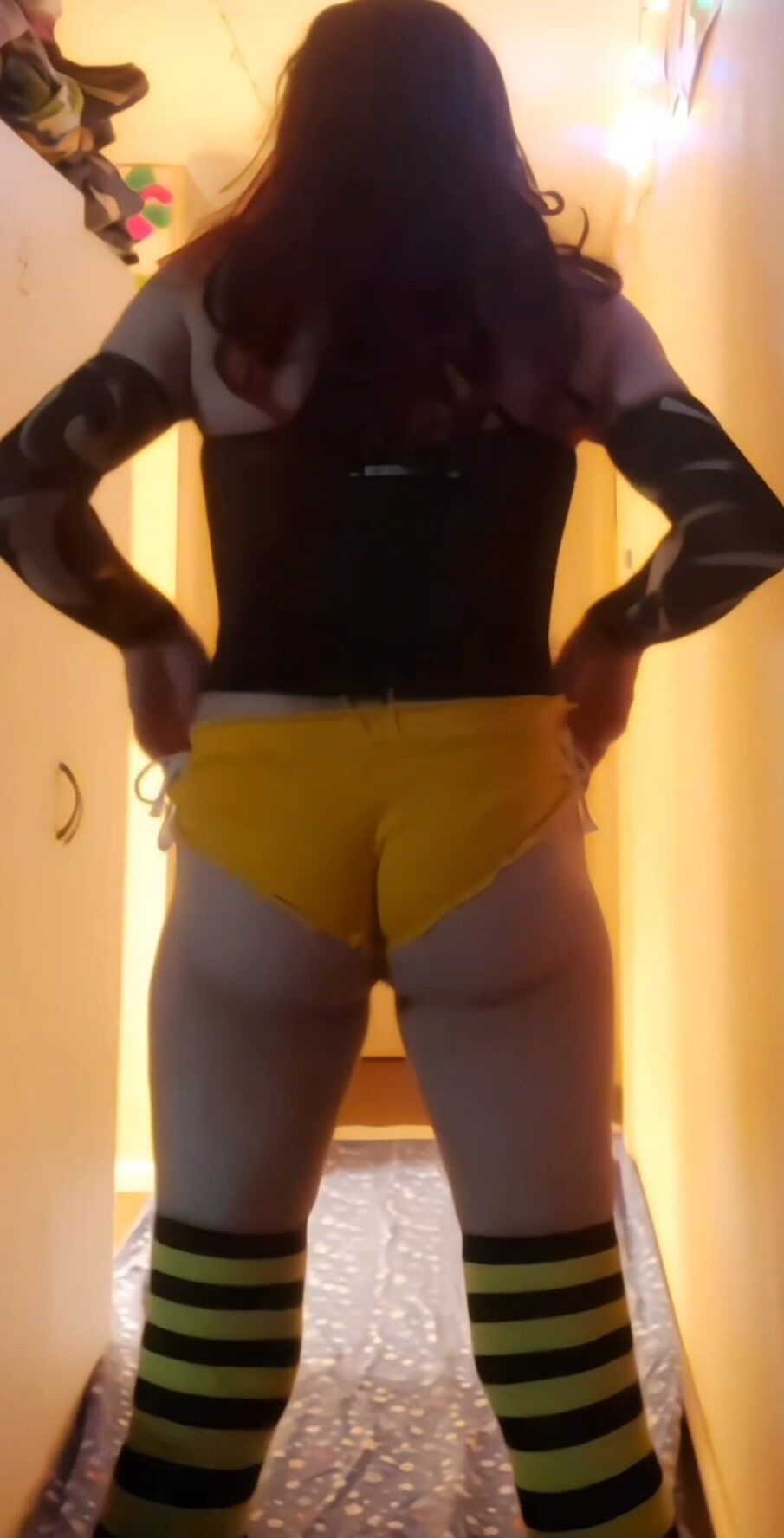 My little dangling shecock and yellow shorts #42