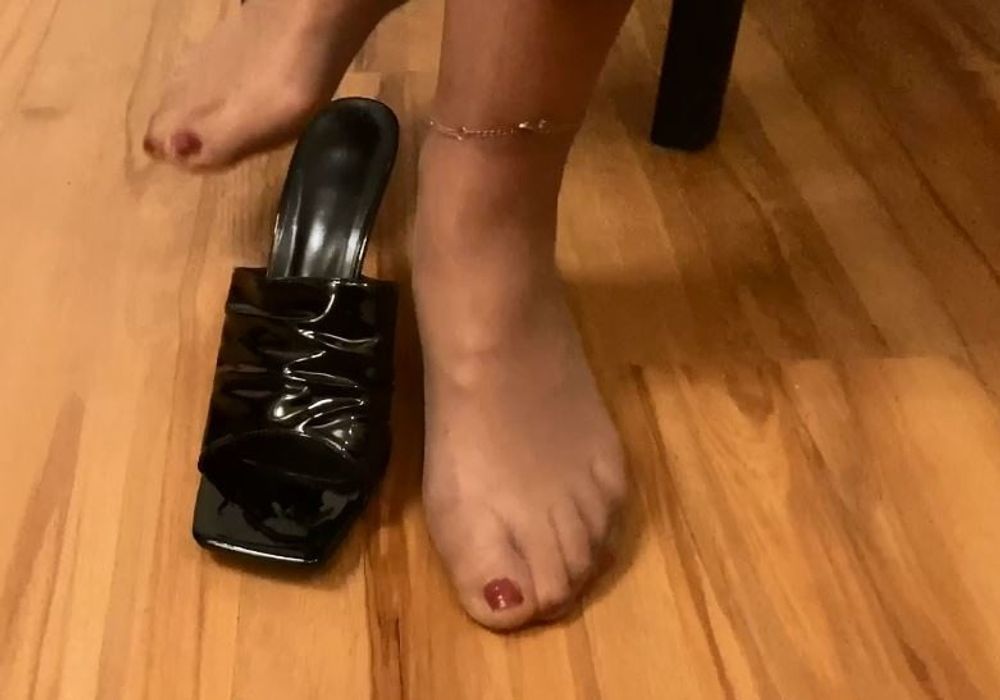 Vinyl Leggings and High Heel Mules #26