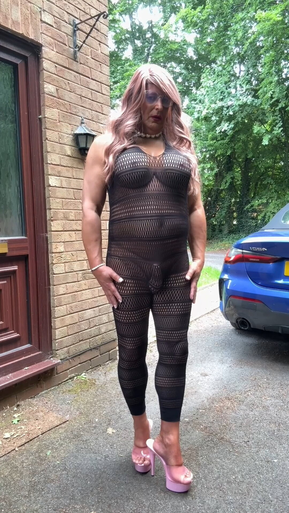 Sexy Crossdresser kellycd2022 in sexy black fishnet catsuit  #20