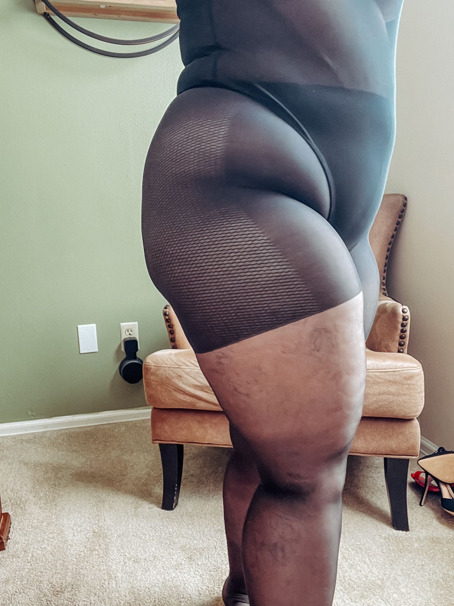 Gorgeous BBW in a black body suit see through Lace Sheer #8