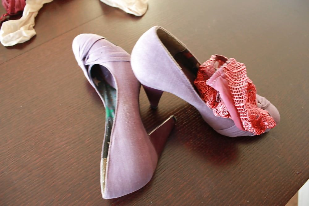 Violet heels, panties, bra, pantyhose #30