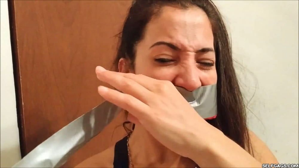 Self-Gagged Latina Mom With A Mouthful Of Socks - Selfgags #25