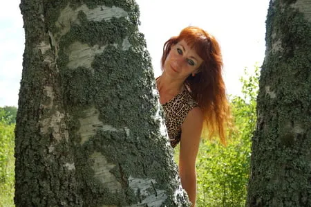 red hair and birch         