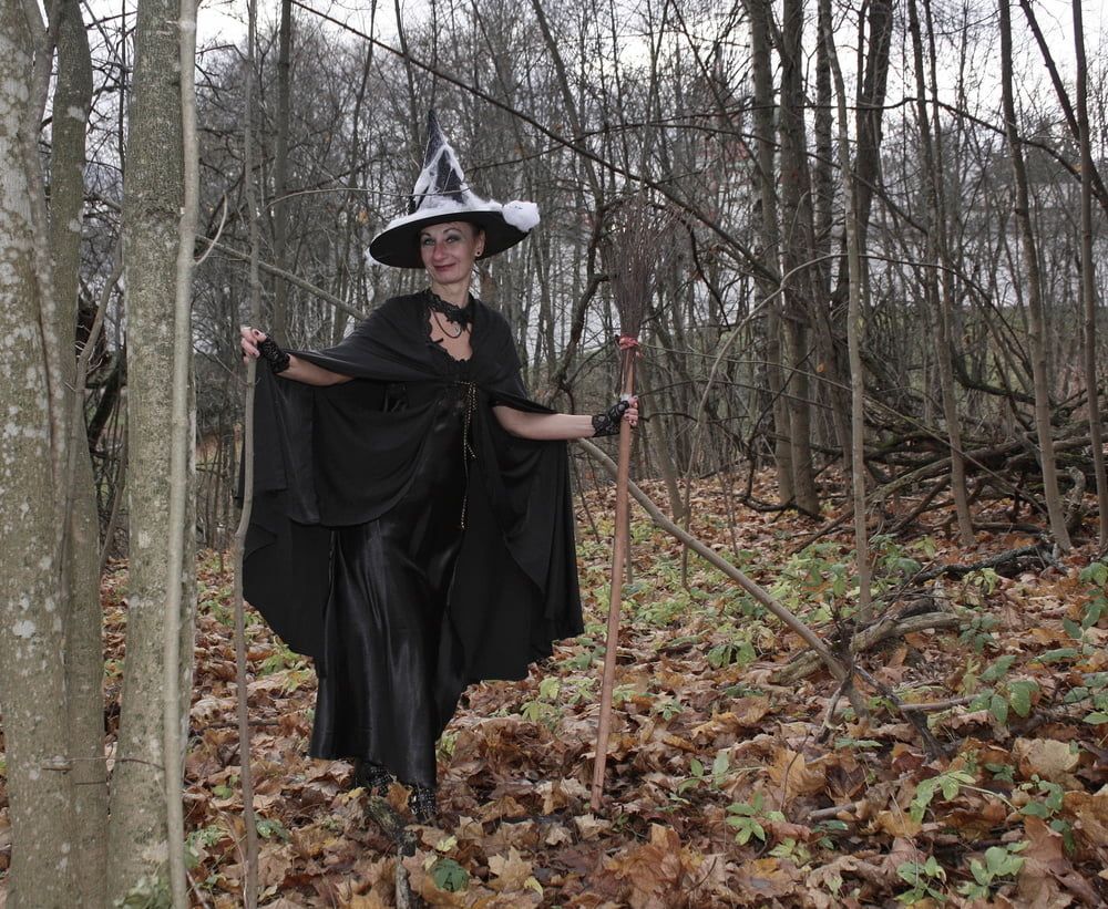 Witch with broom in forest #47