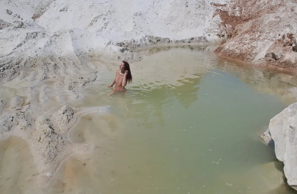 Bathing in white clay quarry #31