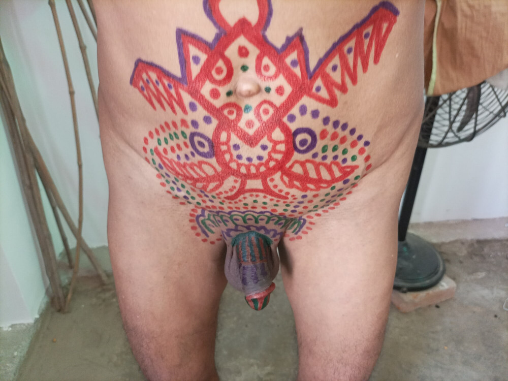 Sissy belly tattoo and coloured cock #21