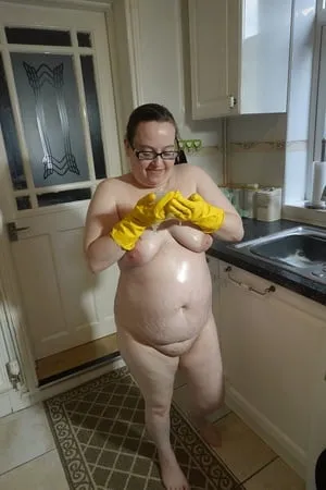 nude messy rubber gloves         