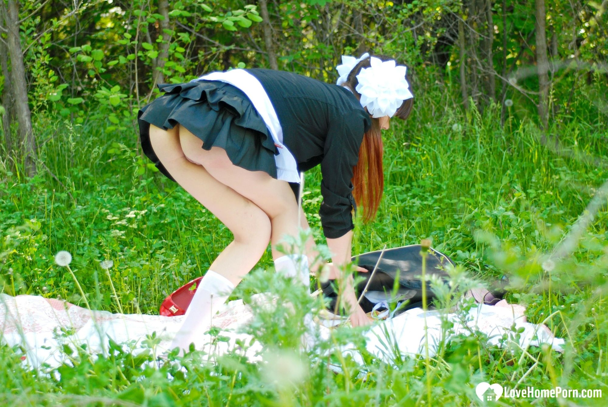 Schoolgirl turns a picnic into a teasing session #13