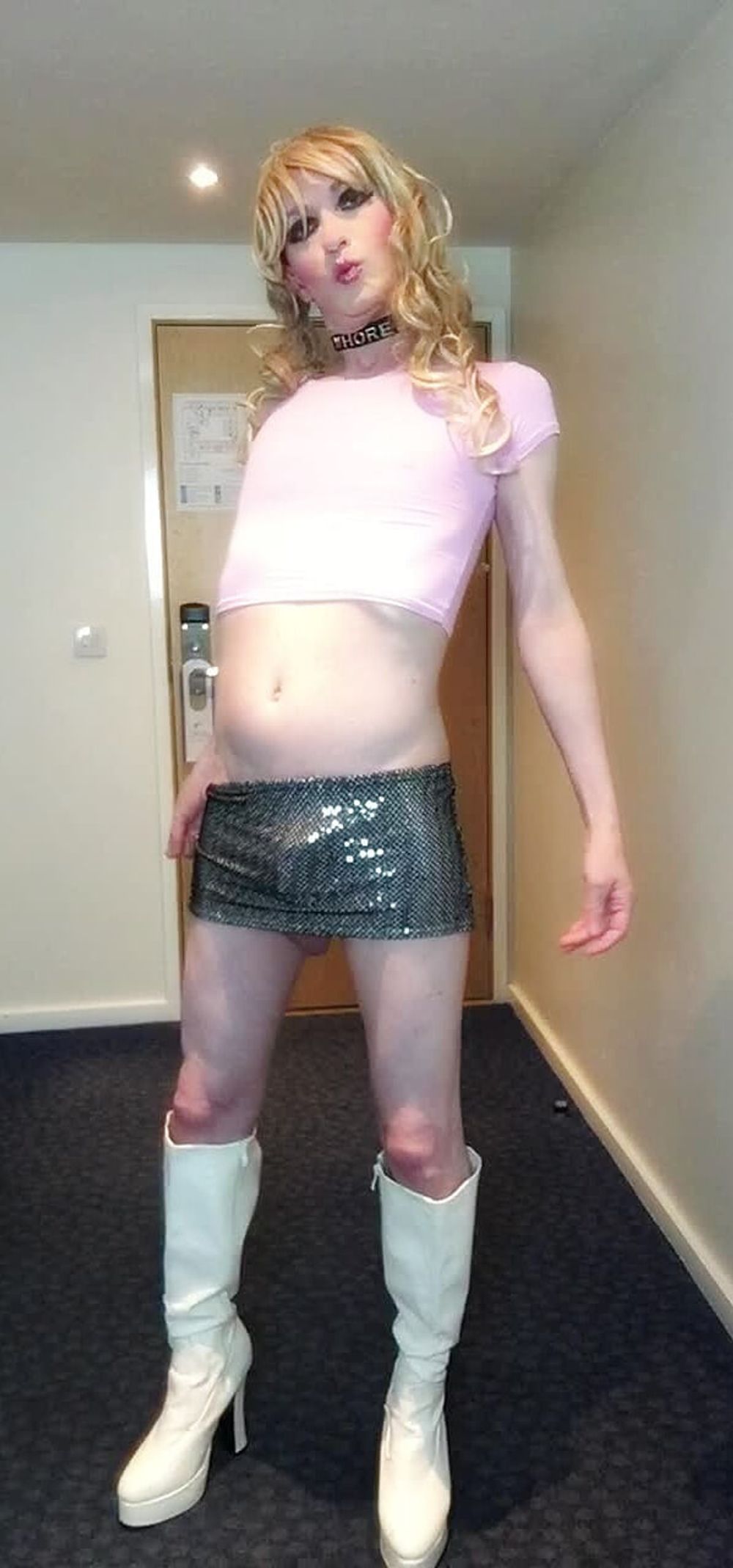 Sissy Sandra in pink top posing #42