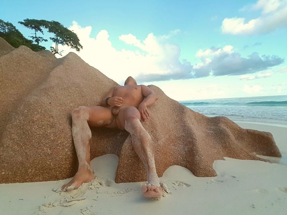 Wanking on the beach