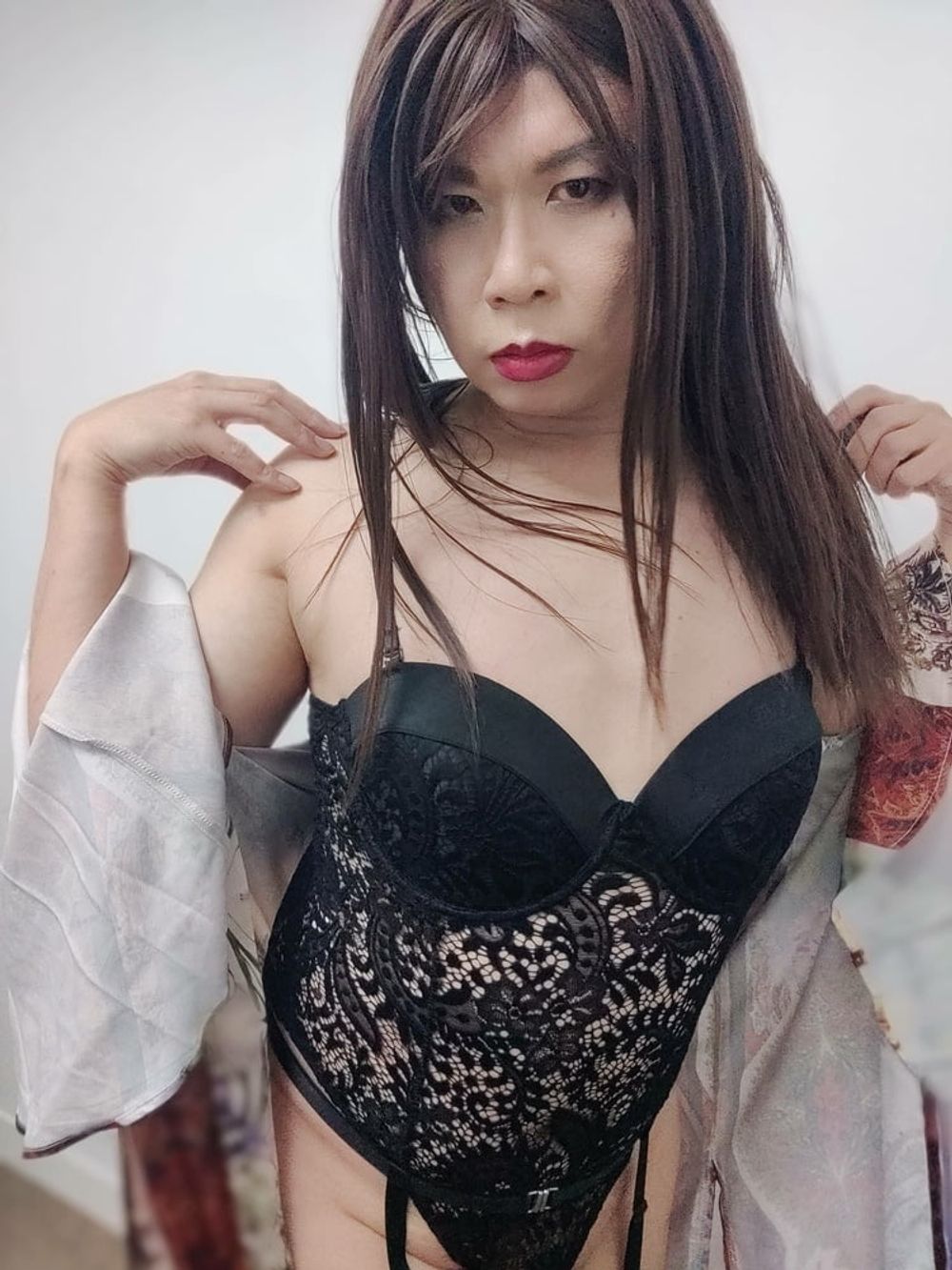 Sissy in Kimono and Corset #5