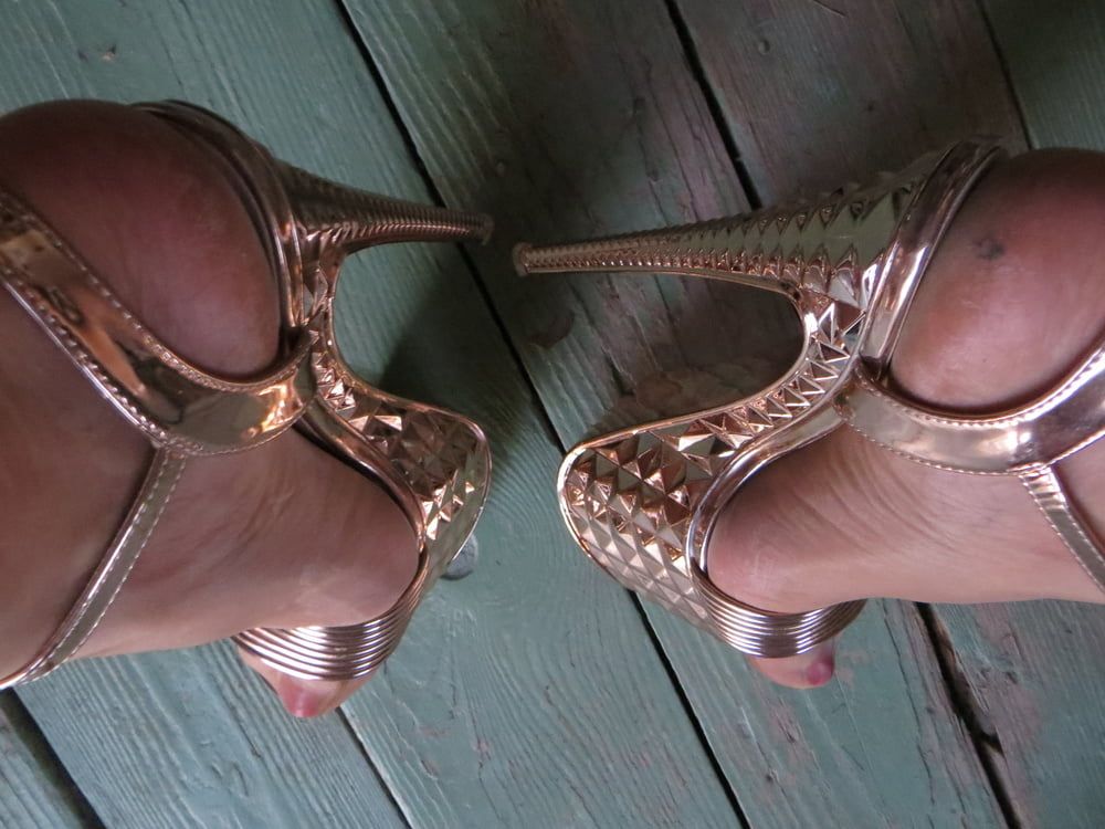golden platform high heels #12