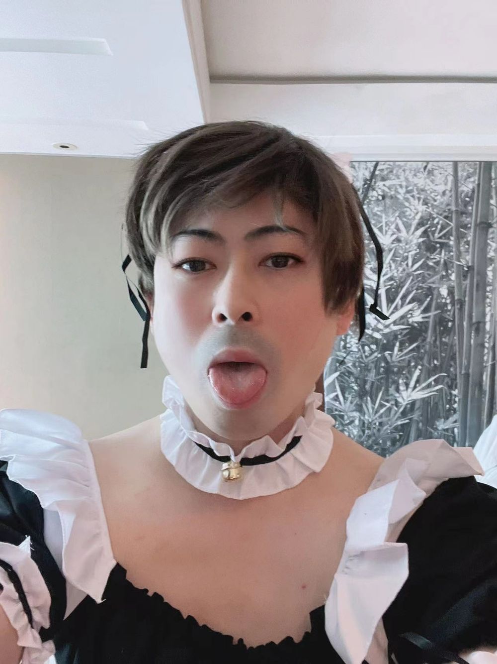 Asian sissy in maid dress #3